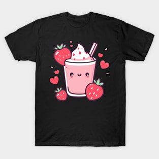 Kawaii Strawberry Milkshake | Cute Kawaii Food Characters | Kawaii Lovers T-Shirt